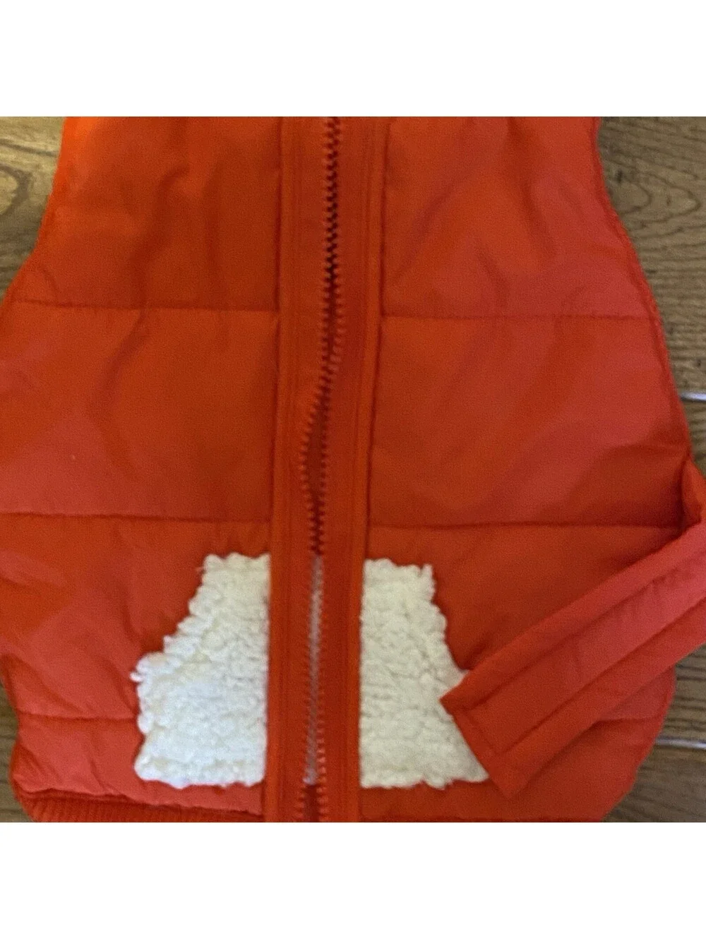 Dog Winter Puffer Coat-Vest Small Red White Faux Fur Zipper